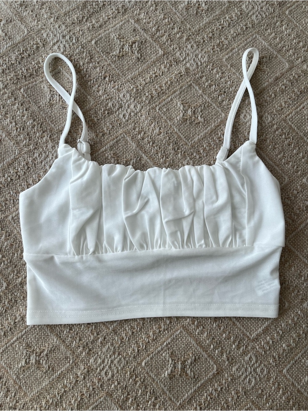 SHEIN White Ruched Going Out Crop Top Bralette Sz S
